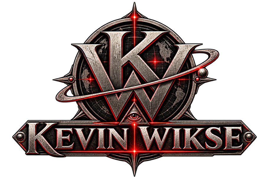 Kevin Wikse official logo and KW emblem representing the Wikseverse, remote viewing, exploration and anomalous research.